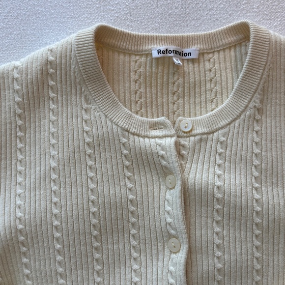 Reformation Natalie Cardigan in Lemon Icing Size XS - Picture 3 of 5